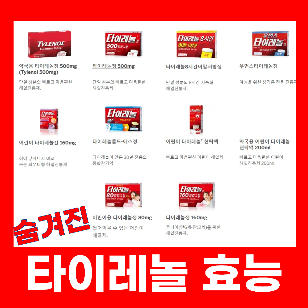  타이레놀 효능과 종류 이건 몰랐습니다.