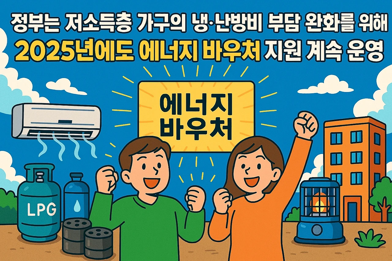 에너지 바우처로 사용할 수 있는 에너지원 종류(전기, 도시가스, 연탄 등)를 안내하는 이미지