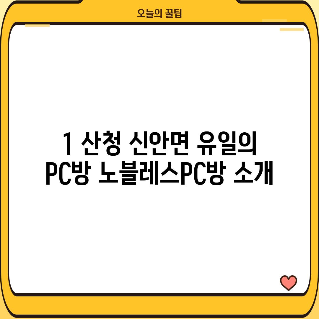 1. 산청 신안면 유일의 PC방: 노블레스PC방 소개