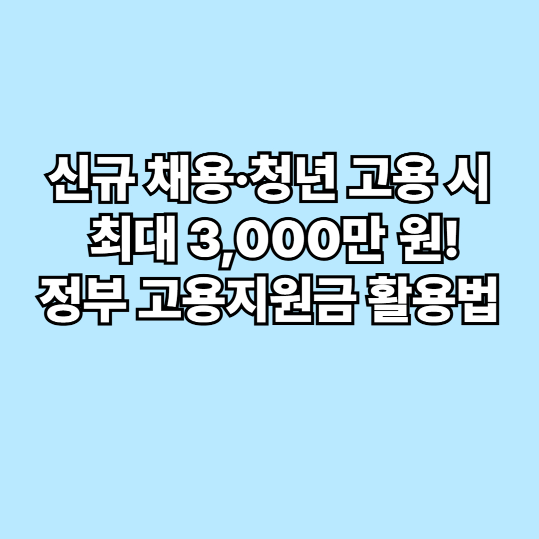 신규 채용·청년 고용 시 최대 3,000만 원! 정부 고용지원금 활용법