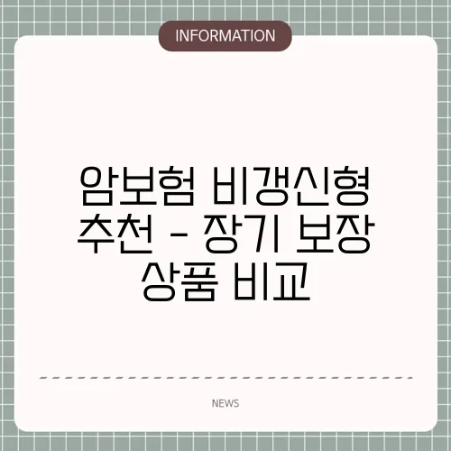 암보험 비갱신형 추천 - 장기 보장 상품 비교