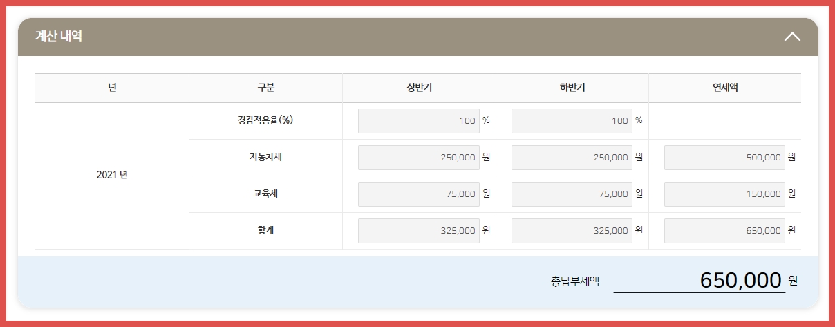 계산기 자동차세 계산기 전기차 세금
