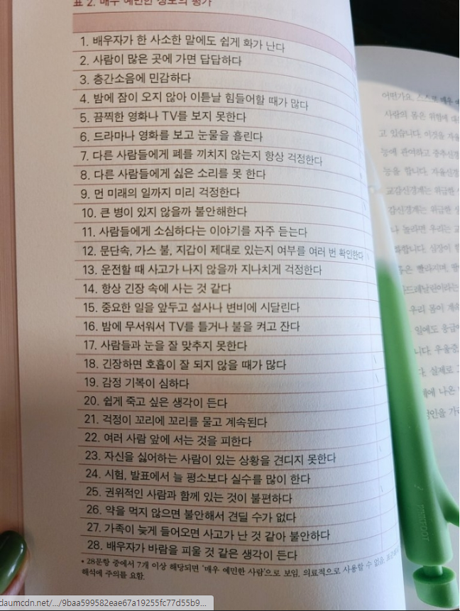  28문항 중에서 7개 이상 해당되면