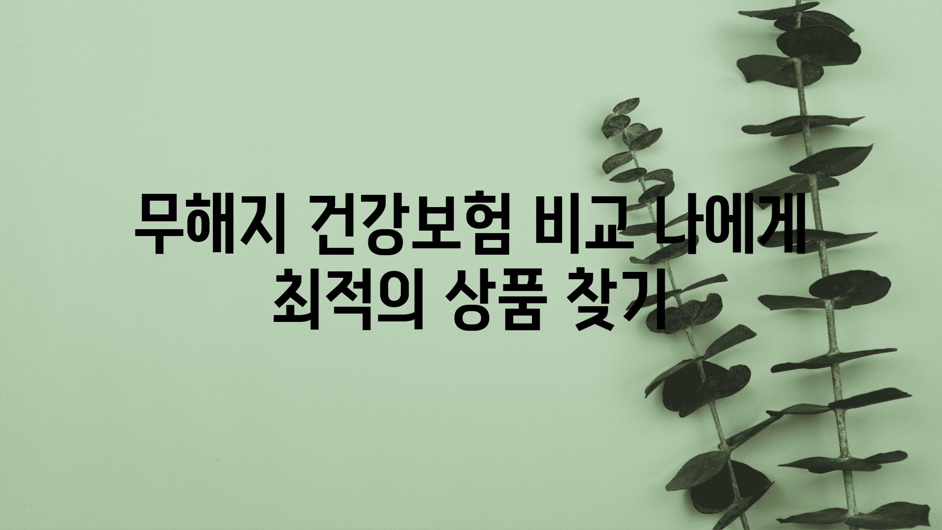 무해지 건강보험 비교 나에게 최적의 제품 찾기