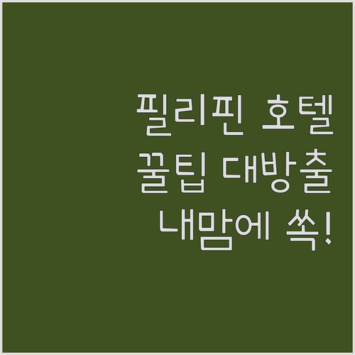 필리핀 호텔 선택 가이드 나에게 맞는