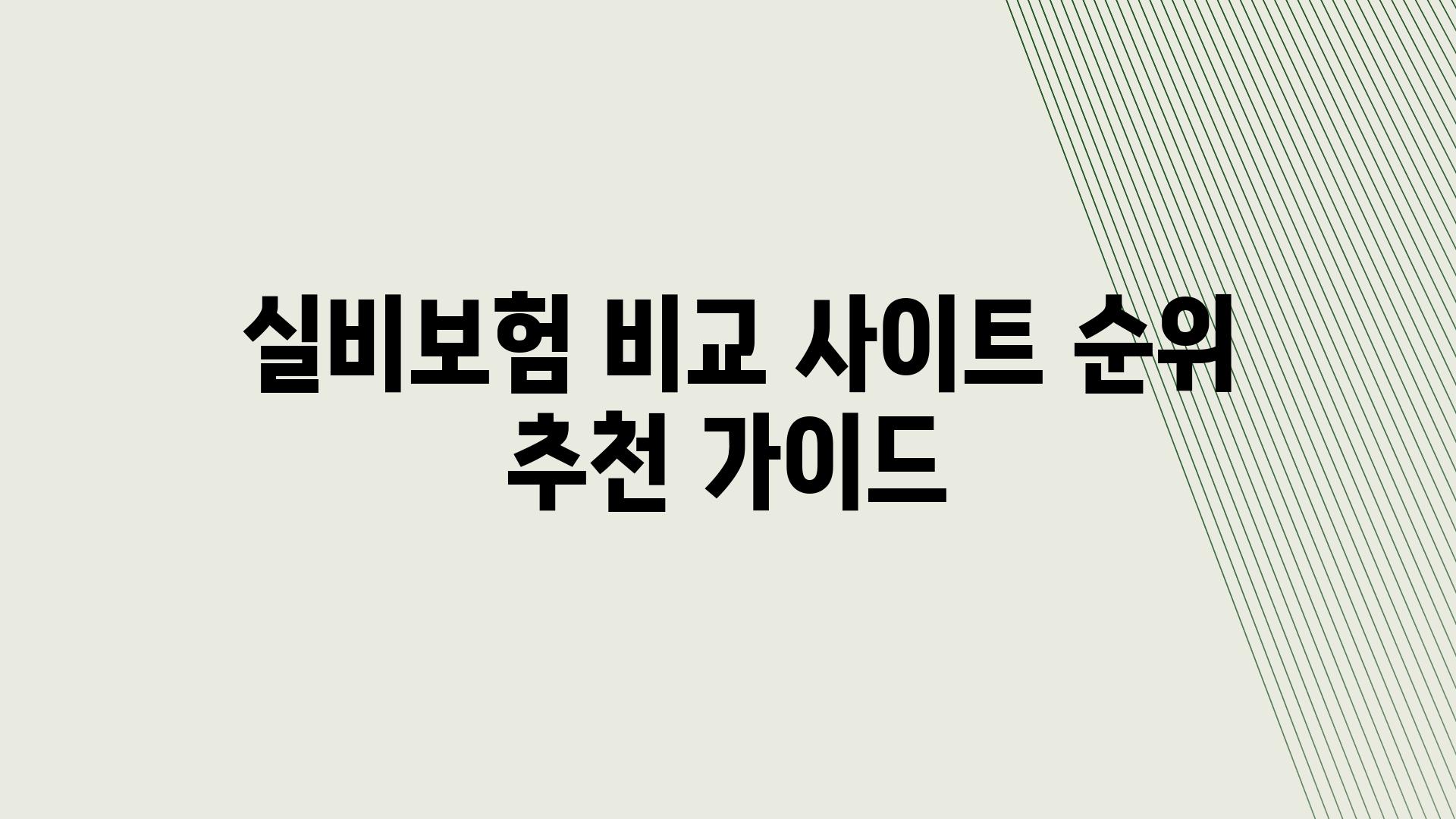  실비보험 비교 사이트 순위  추천 설명서