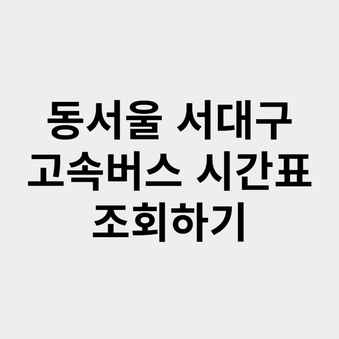 동서울 서대구 고속버스 시간표 조회 및 예매하기