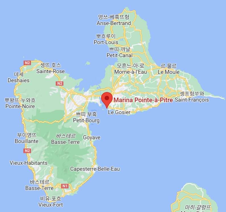 Marina de Bas du Fort 위치&#44; 과들루프 지도