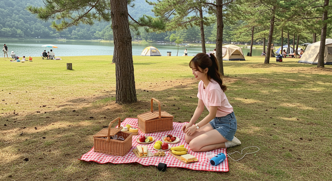 피크닉을 준비하는 여자
