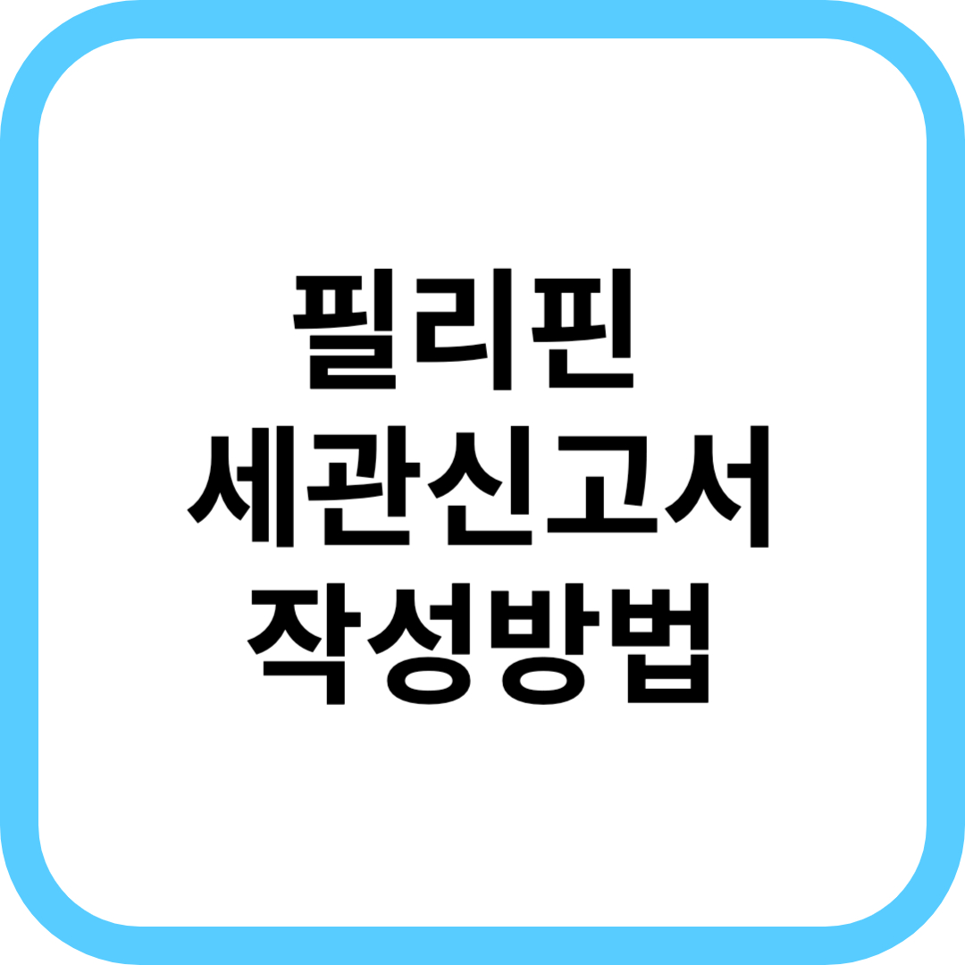  필리핀 세관신고서 작성법