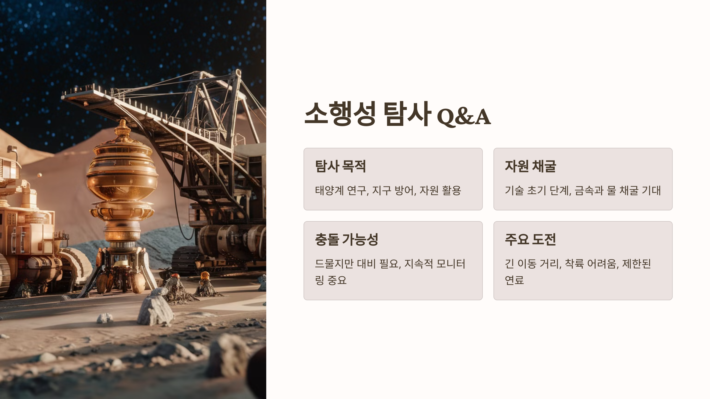 소행성 탐사의 대한 궁금증