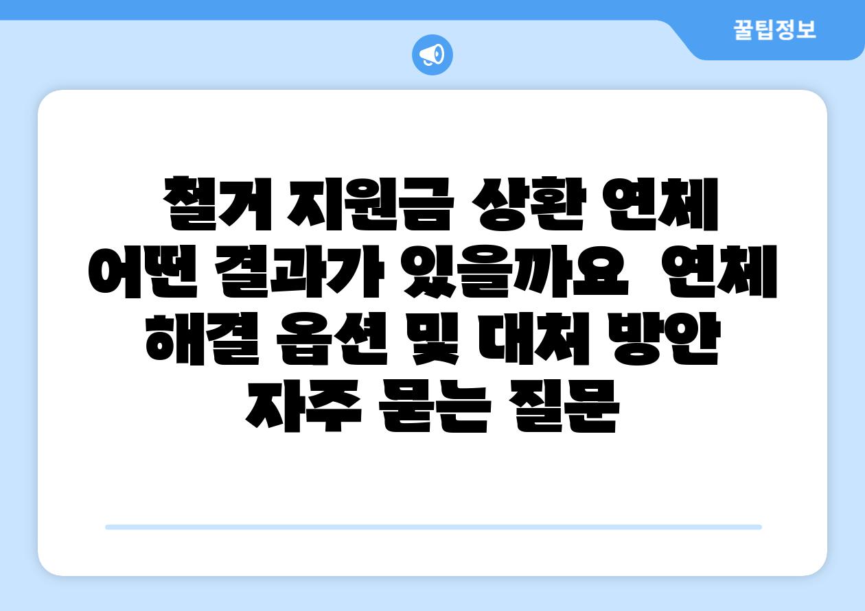  철거 지원금 상환 연체 어떤 결과가 있을까요  연체 해결 옵션 및 대처 방안 자주 묻는 질문