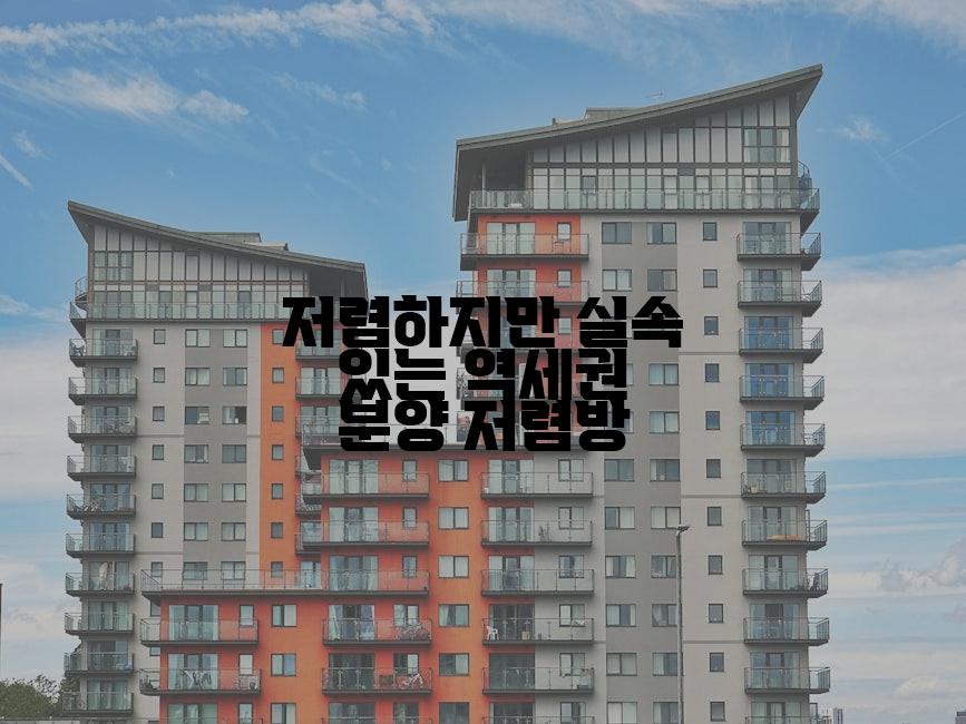 저렴하지만 실속 있는 역세권 분양 저렴방