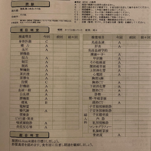 일본 종합검진_검사결과 요약