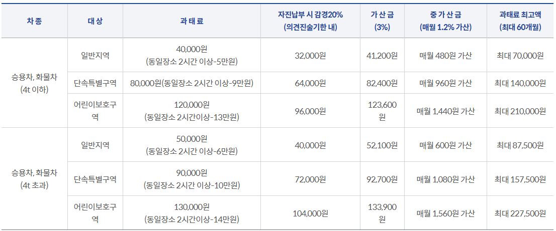 주정차 단속 벌금