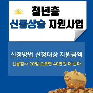  신용점수 20점 오르면 40만 원 준다  청년층 신용상승 지원사업