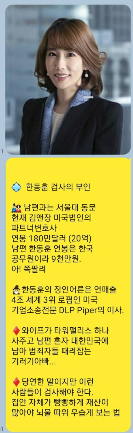 한동훈의 배우자 '진은정' 가족사 및 프로필