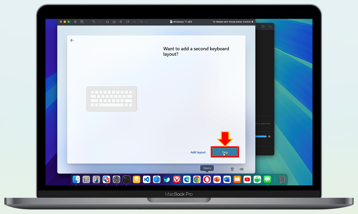 "Skip" 버튼을 선택하세요.
