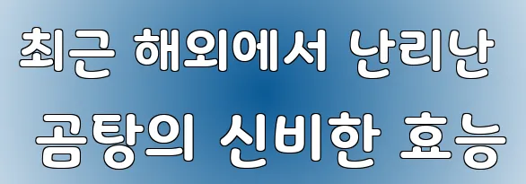 최근 해외에서 난리난 곰탕의 신비한 효능
