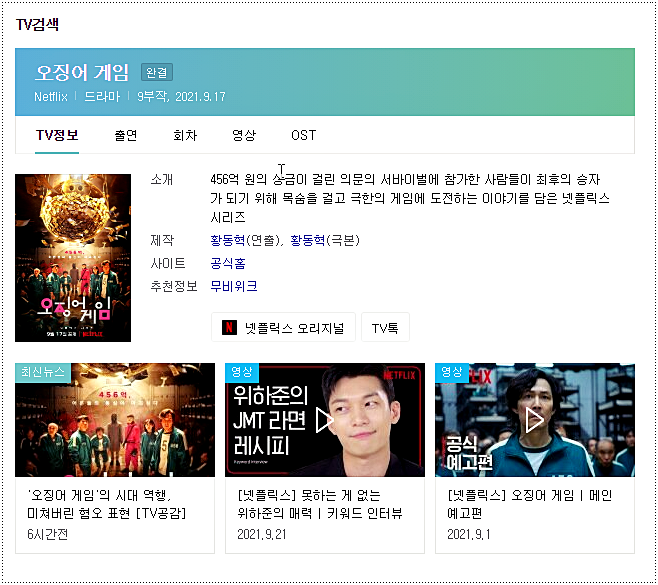 오징어게임 출연진 등장인물
