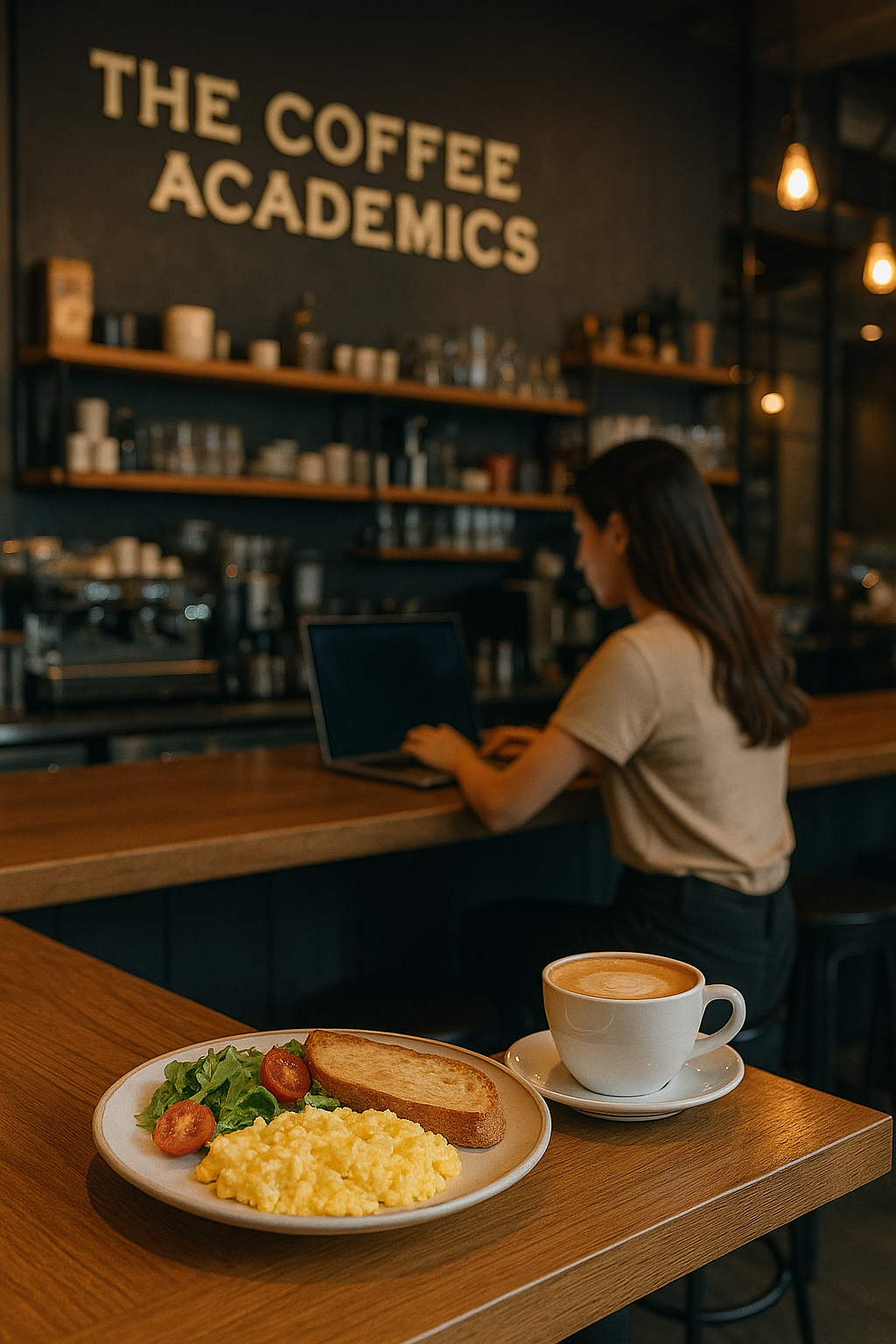 The Coffee Academics 브런치 메뉴
(바 테이블, 조용한 분위기, 노트북 하는 사람 모습 있으면 최적)