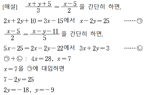 연립일차방정식 예제4 풀이