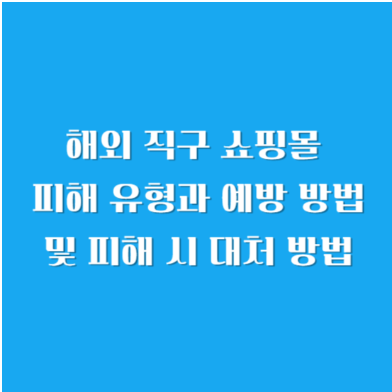 해외 직구 쇼핑몰 피해 유형과 예방 방법 및 피해 시 대처 방법