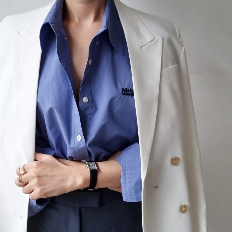 색상 배색 품절상품과 배송지연안내 - 메종셔츠 ( 블루색상 9