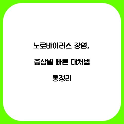 노로바이러스 장염: 증상별 대처법