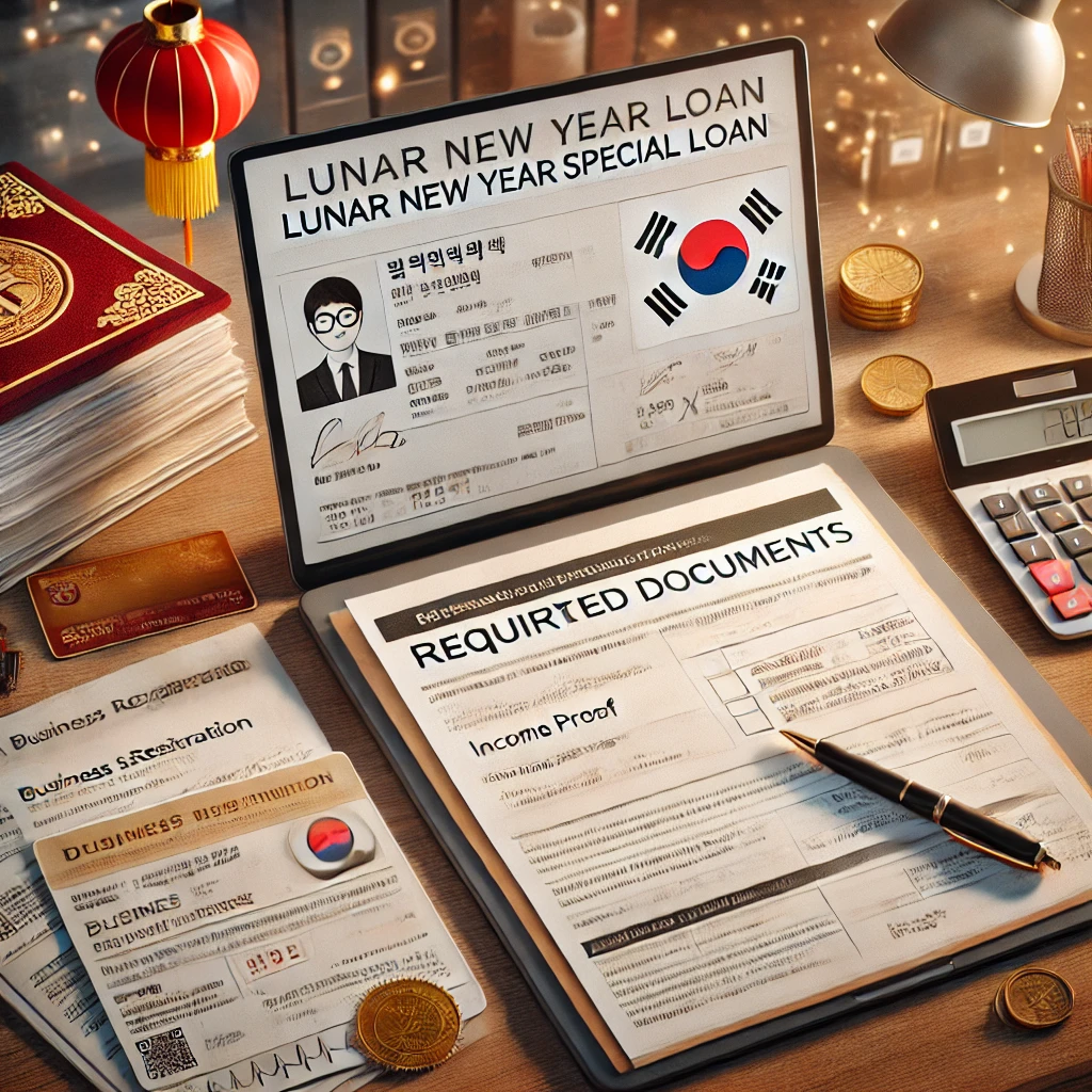 신분증과 소득 증빙 서류가 놓인 책상&amp;#44; 노트북에 서류 제출 포털이 열린 장면.