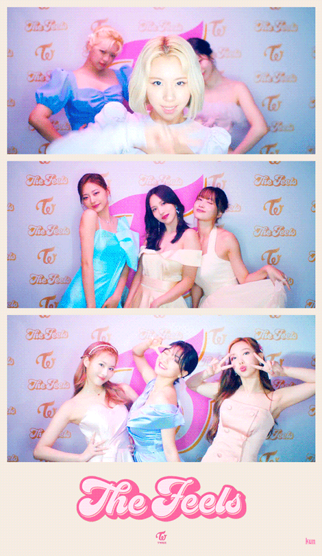  드레스 입고 사진찍는 트와이스 the feel 뮤비 사진 움짤 gif