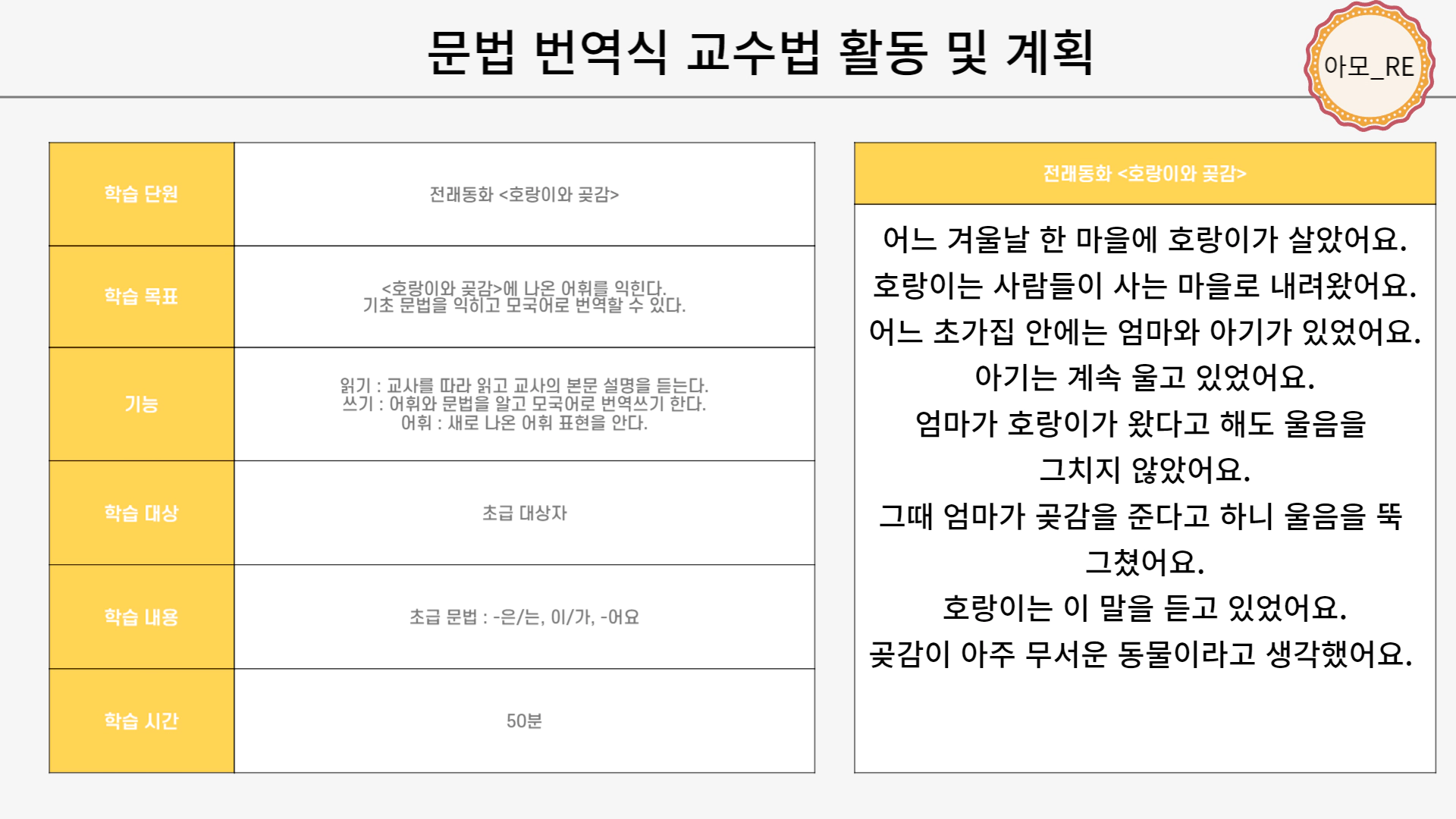 교안을 만들기 위해 간단한 작업부터 해보기 위한 연습을 하고 있다. 먼저 한국어 교수 방법론에 나왔던 교수법을 토대로 수업자료 및 계획서를 만들어 보고자 한다.