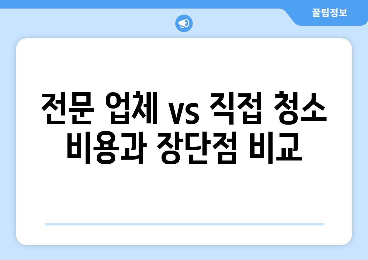 전문 업체 vs 직접 청소 비용과 장단점 비교