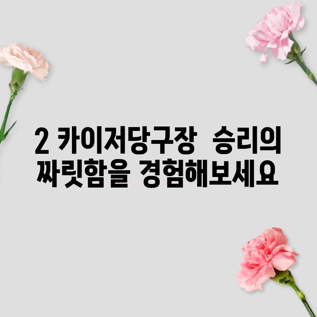 2. 카이저당구장:  승리의 짜릿함을 경험해보세요!