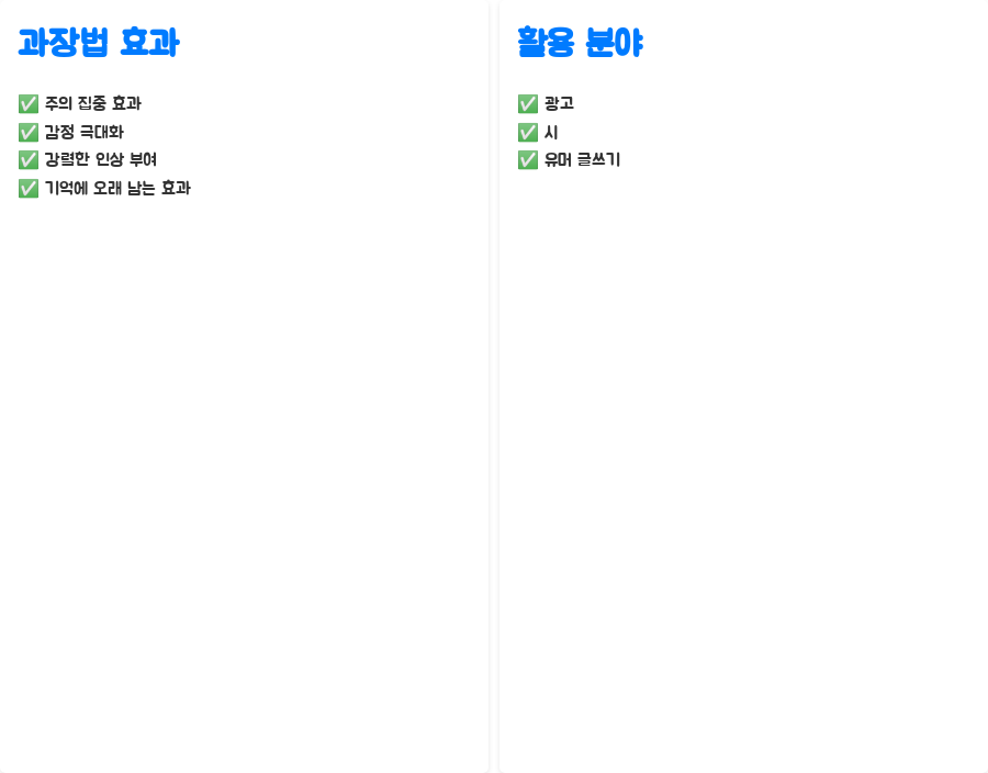 영어 강의: 의인화&과장법으로 표현력 UP! 비법 공개! - 과장법 (Hyperbole): 현실을 뛰어넘는 표현의 즐거움 - 과장법을 통해 얻는 효과 영어 강의: 의인화&과장법으로 표현력 UP! 비법 공개! - 과장법 (Hyperbole): 현실을 뛰어넘는 표현의 즐거움 - 과장법을 통해 얻는 효과