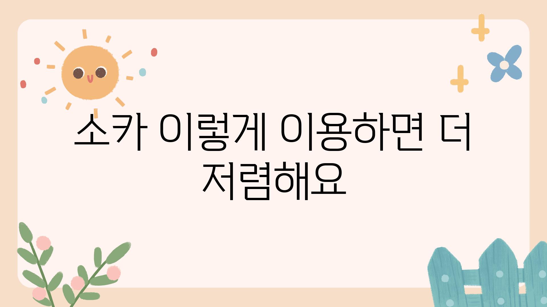 소카 이렇게 이용하면 더 저렴해요