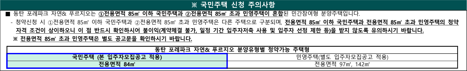 동탄포레파크-자연앤푸르지오-국민주택-주의사항