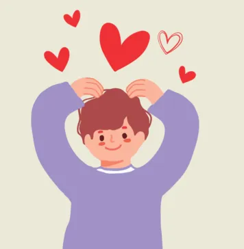 양손으로 하트를 그리고 있는 아이