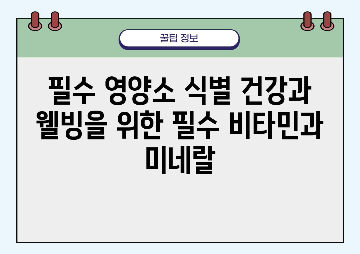 필수 영양소 식별 건강과 웰빙을 위한 필수 비타민과 미네랄