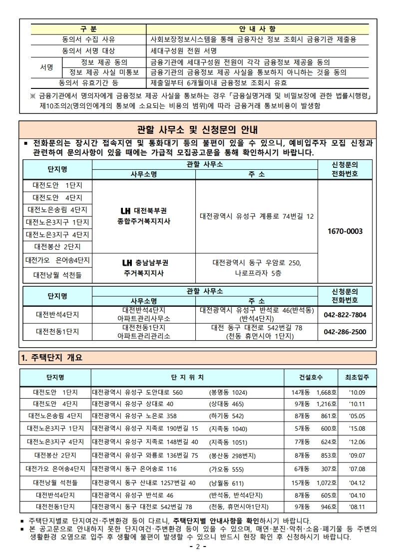  대전광역시 국민임대주택 예비입주자 모집 공고(공고일:2021.11.15)