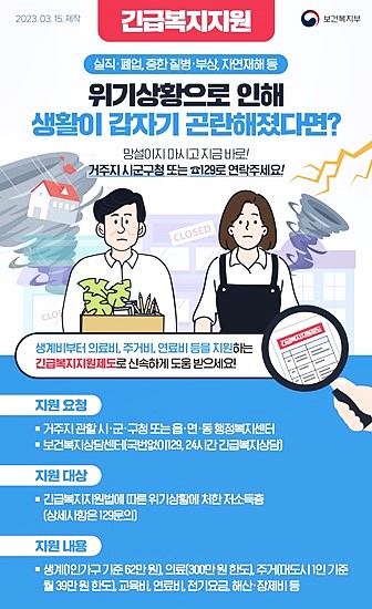 긴급복지 생계지원금 지급