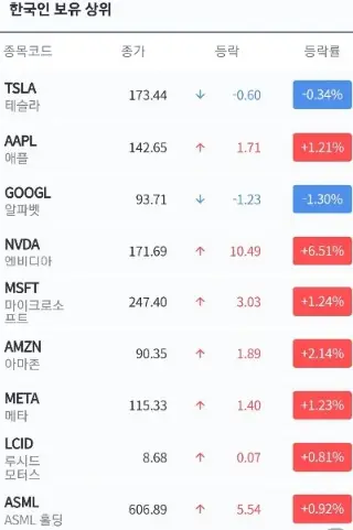 한국인보유상위-미국주식