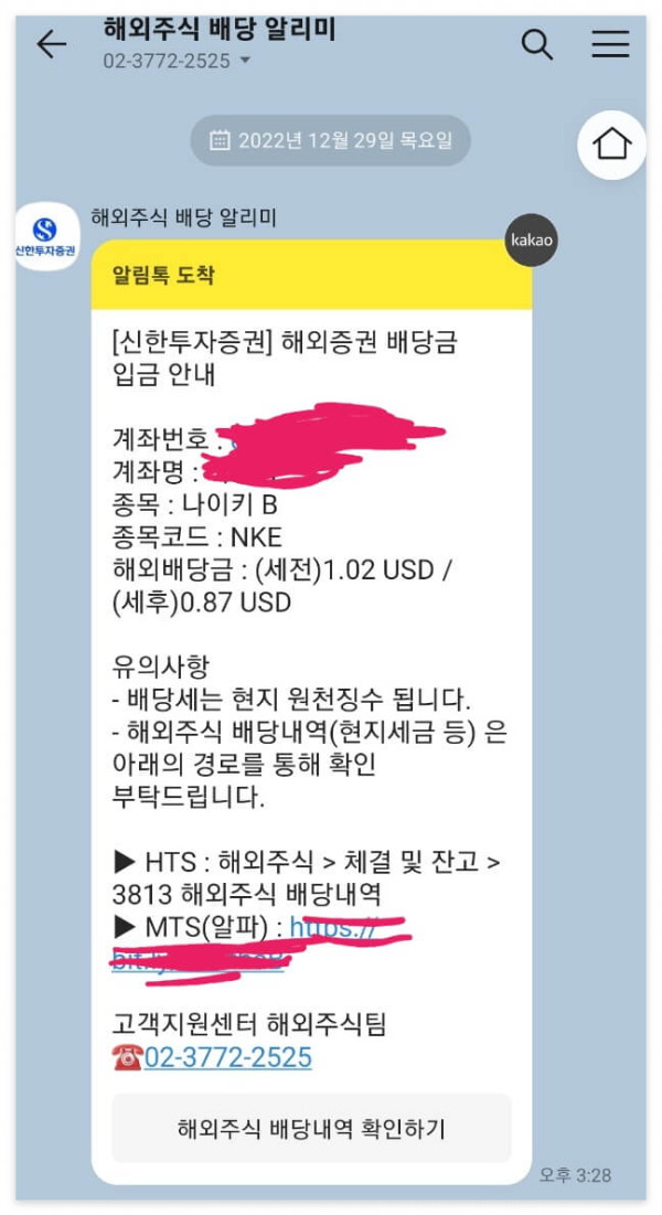 나이키-배당금-입금