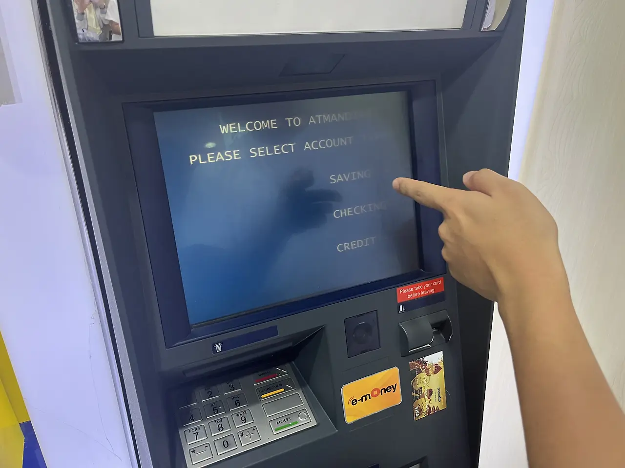 발리 E-Money ATM 카드 타입 선택