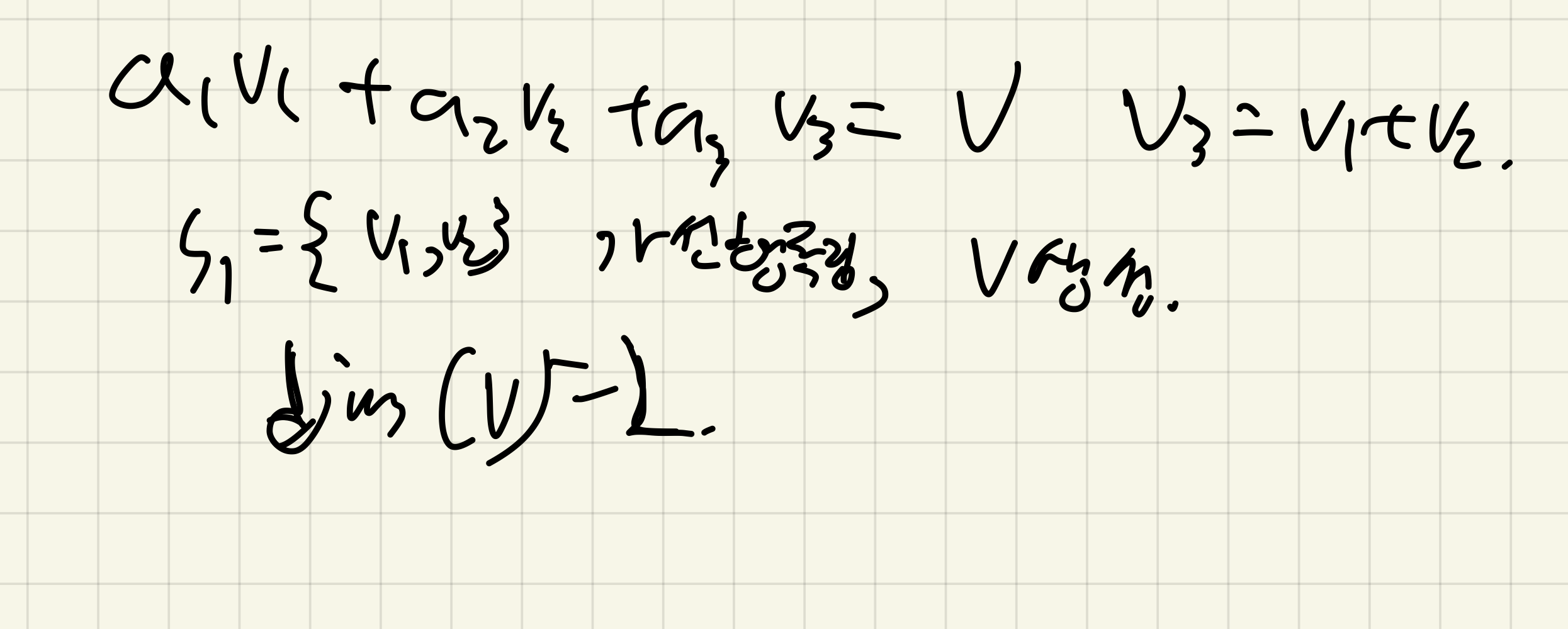 세 벡터의 차원을 구하는 풀이. dim =2이다.