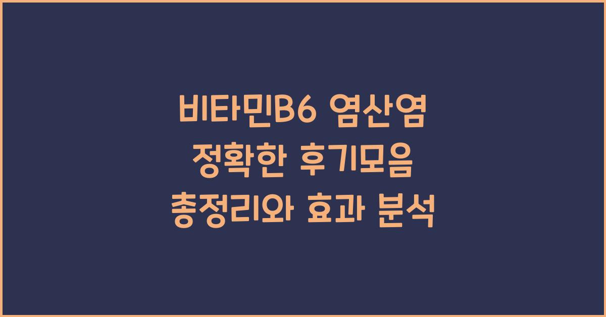 비타민B6 염산염 정확한 후기모음 총정리