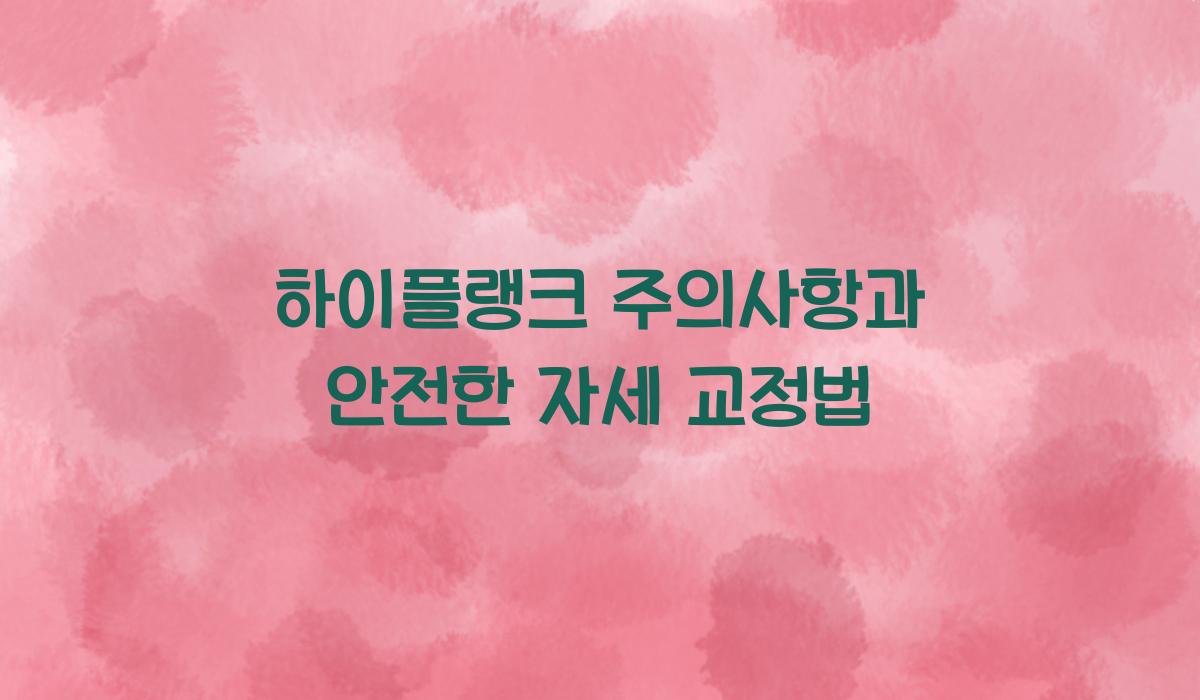 하이플랭크 주의사항
