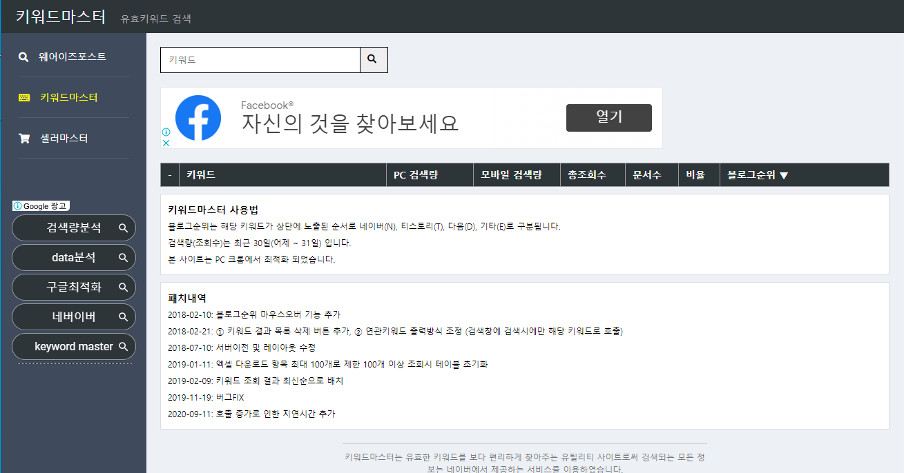  keyword master 키워드 마스터 사용하는 방법