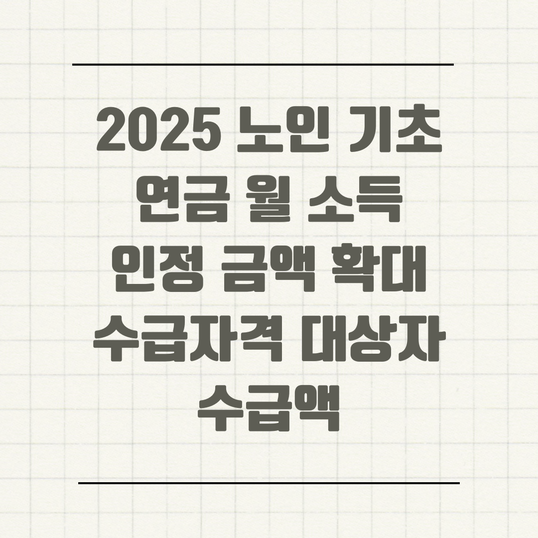 2025 노인 기초연금 월 소득 인정 금액 확대 수급자격 대상자 수급액