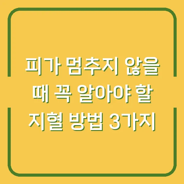피가 멈추지 않을 때 꼭 알아야 할 지혈 방법 3가지